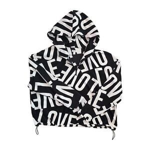 LOVE ALL OVER Woman’s XL Flirtitude Active Black Ivory Hooded Fleece Oversized